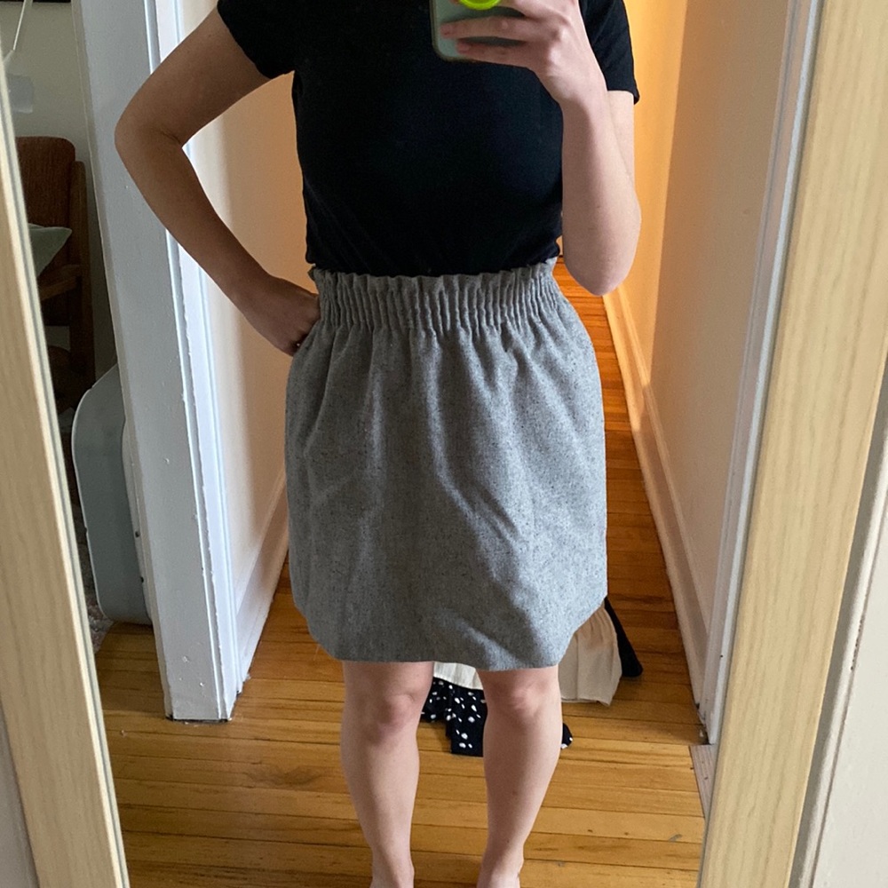 J Crew gray wool high waisted skirt